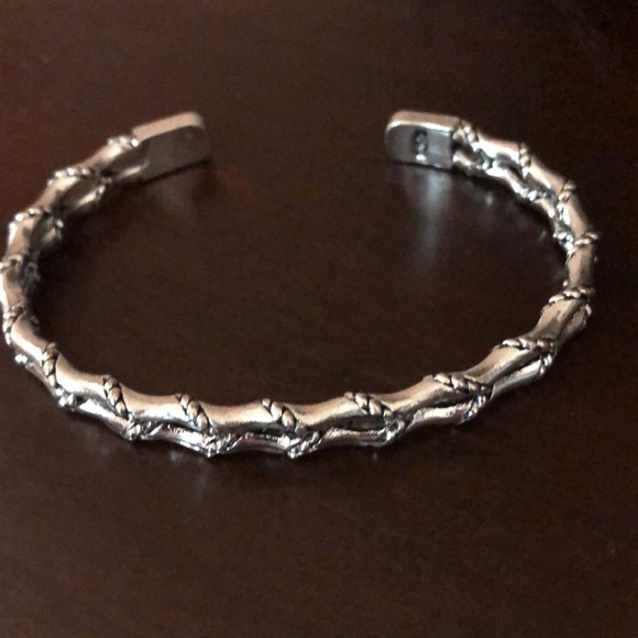 925 Silver Braided Cuff Bracelet - Picture 1 of 5